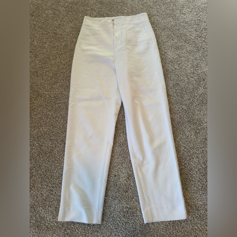 Zara Cream High-Waist Straight Trousers